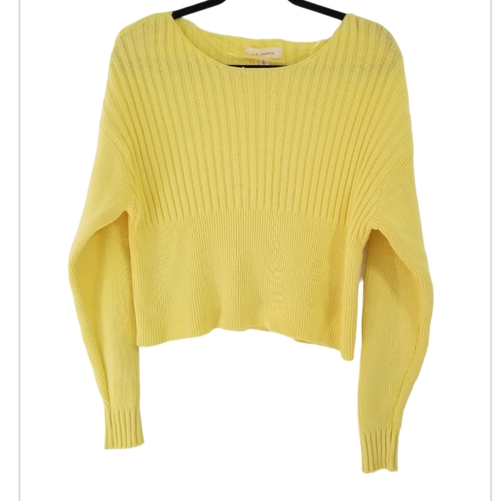 L.A. Hearts Yellow Ribbed Sweater Size Small
